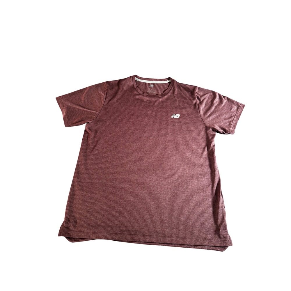 New Balance Mens Large Maroon Heathered Performance Mesh Running T-Shirt L